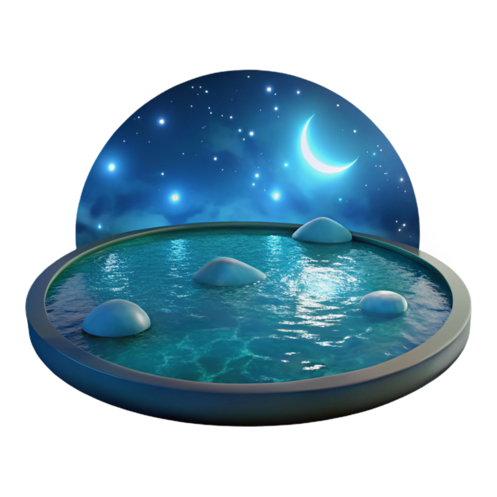 dramatic artistic Luminous Lagoon Waters Night Sky Reflection Isolated png