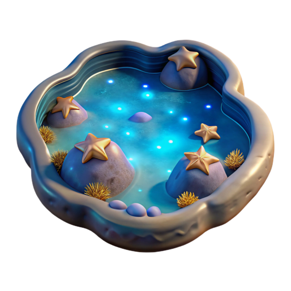 serene contemporary Luminous Lagoon with Stars Transparent Background genuine png