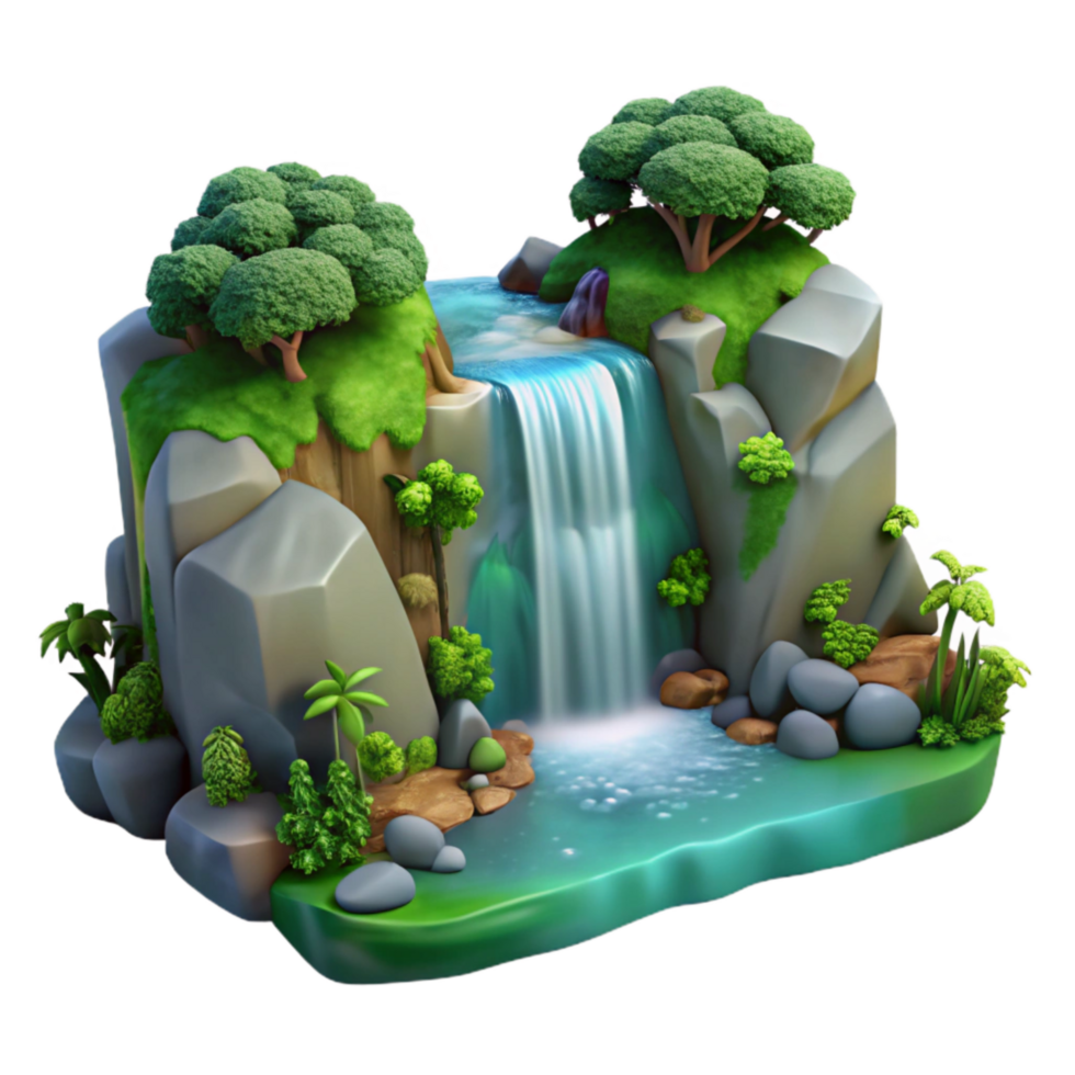 stunning contemporary Lush Forest Waterfall Cutout Isolated on Transparent Background original png