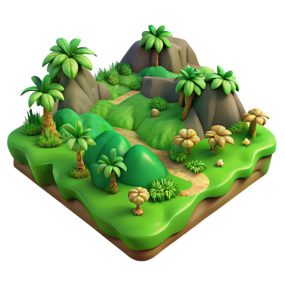 dramatic vintage Lush Terra Verde Terrain Cutout Isolated Rolling Hills detailed png