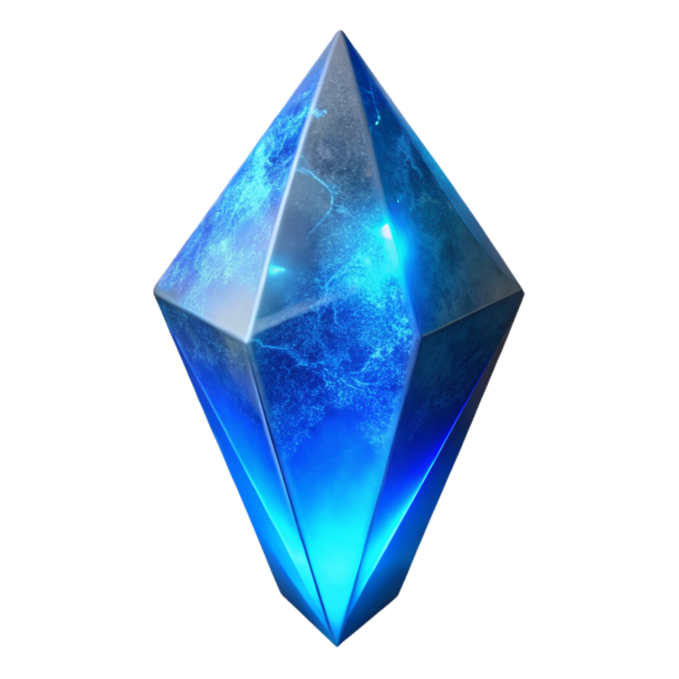 vibrant minimalist Lyrax Luminance Crystal Shard Cutout Isolated Blue Glow original png