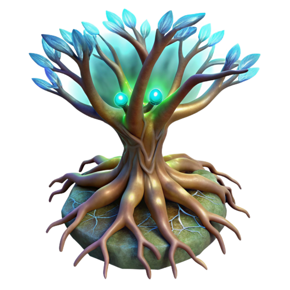 magnificent classic Lyrax Luminance Tree Roots Isolated with Glowing Aura authentic png