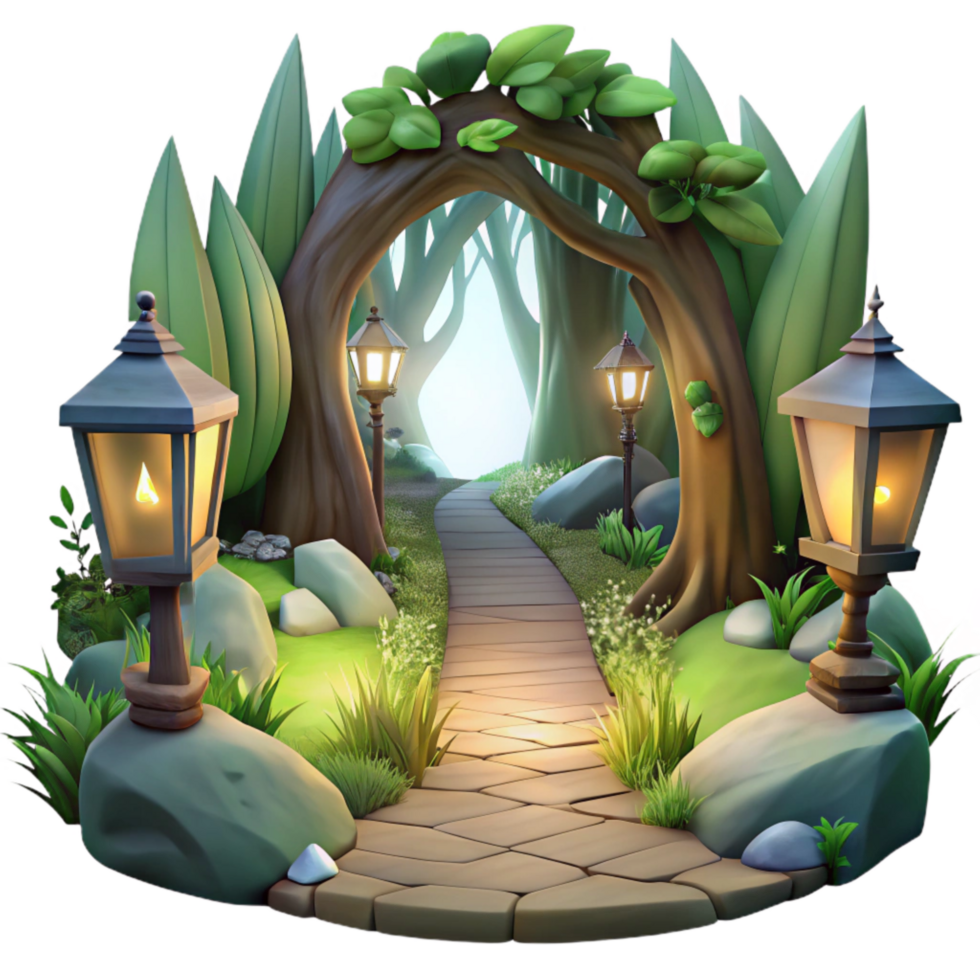 dramatic modern Magical Forest Clearing with Soft Lyrax Glow Cutout authentic png