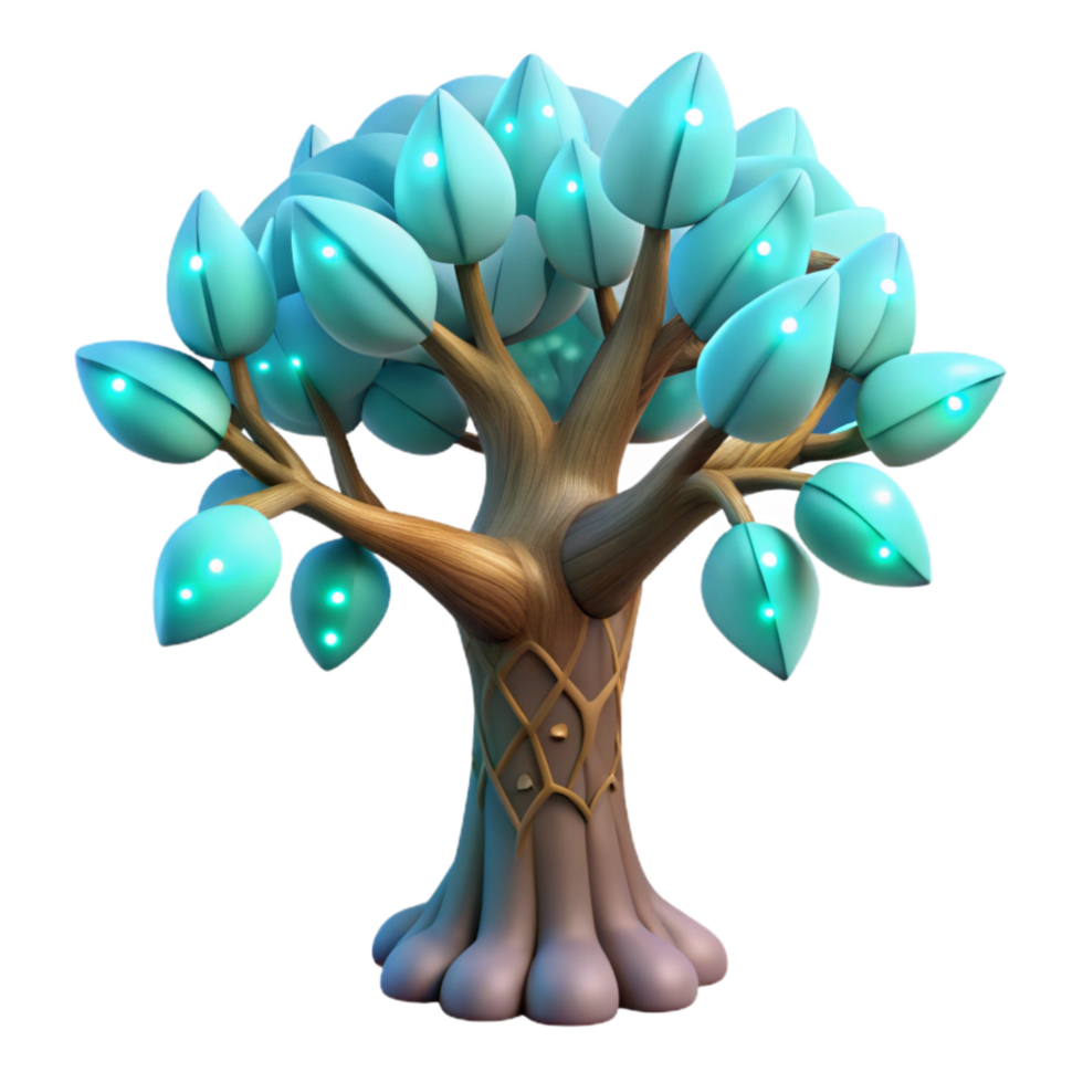 impressive classic Magical Lyrax Tree with Luminescent Leaves Transparent high resolution png