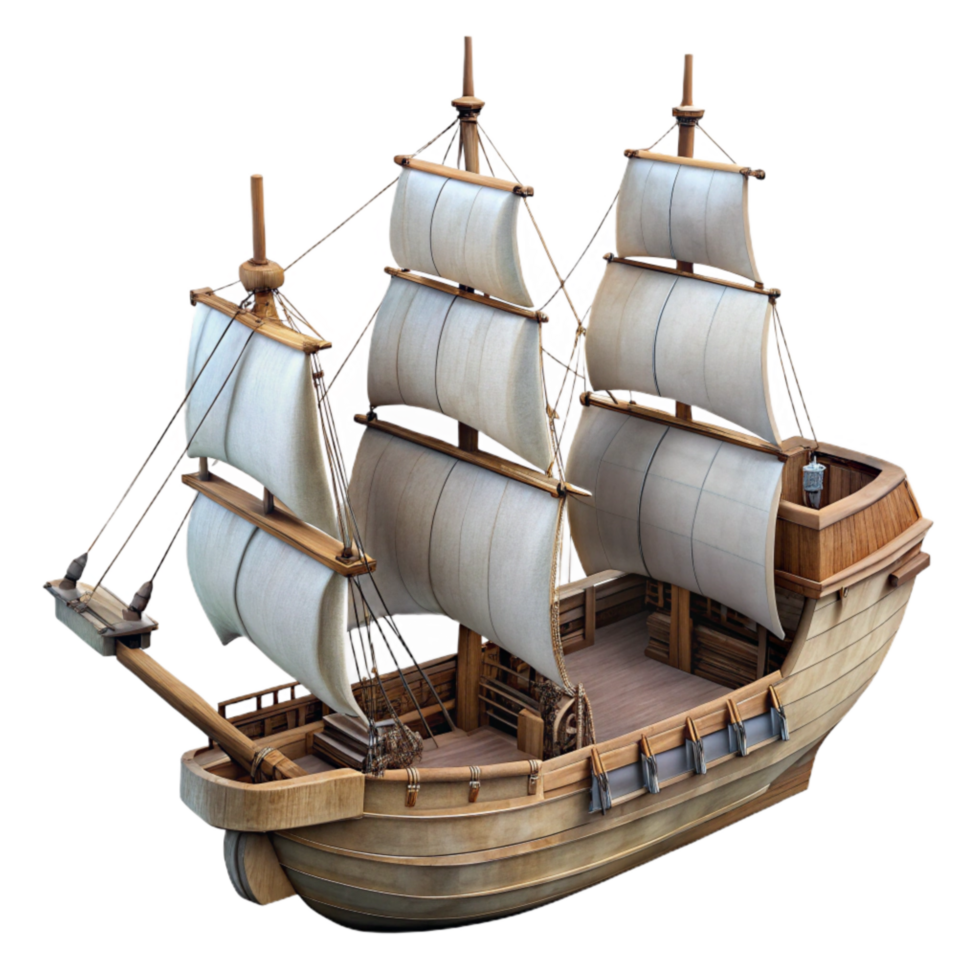 stunning classic Majestic Brigantine Isolated on Transparent Background detailed png