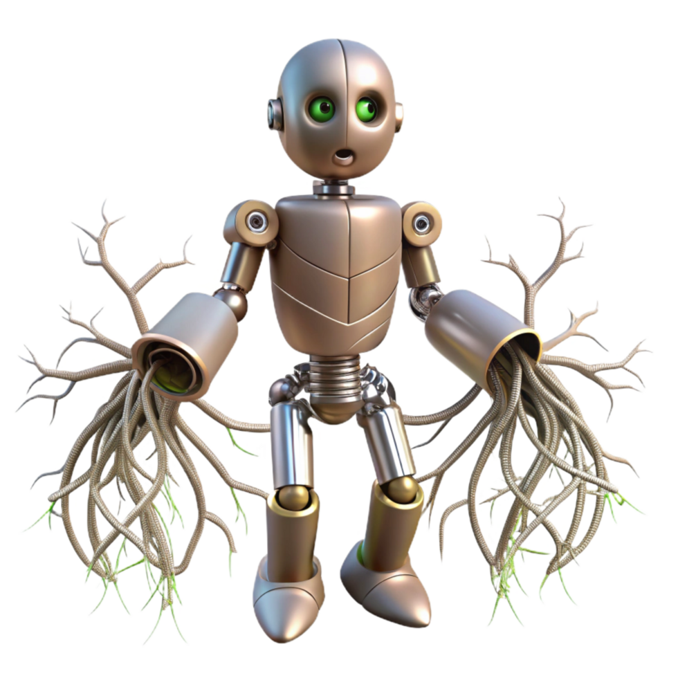 beautiful classic Mechanical Roots Entwined Robot Transparent authentic png