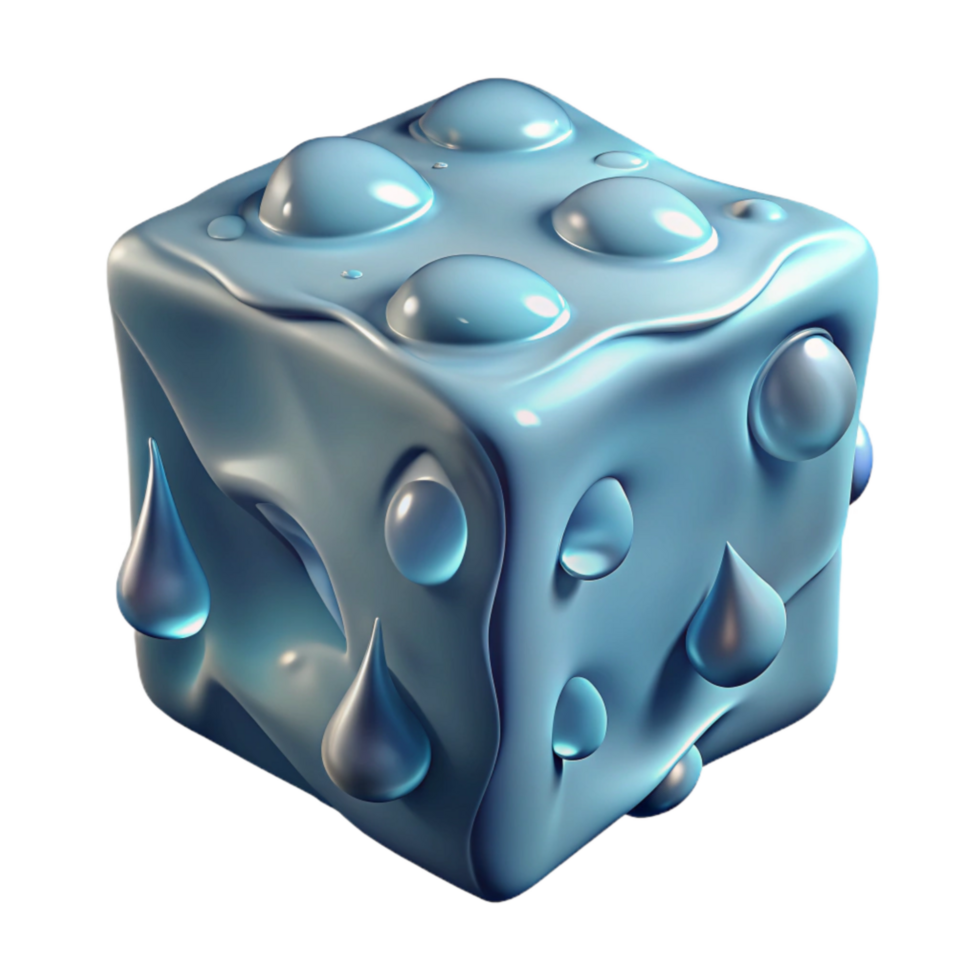 stunning modern Melting Ice Cube with Water Droplets Transparent Background high quality png