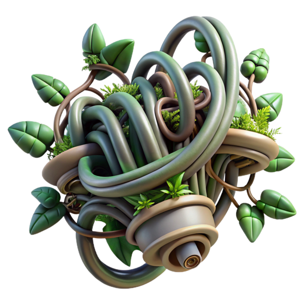 impressive abstract Mechanical Vines and Wires Cutout detailed png