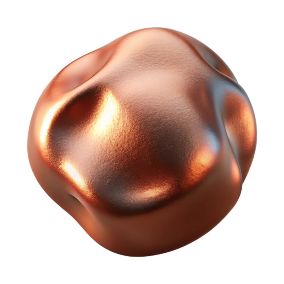 serene minimalist Metallic Blob Copper Sheen Isolated Element detailed png