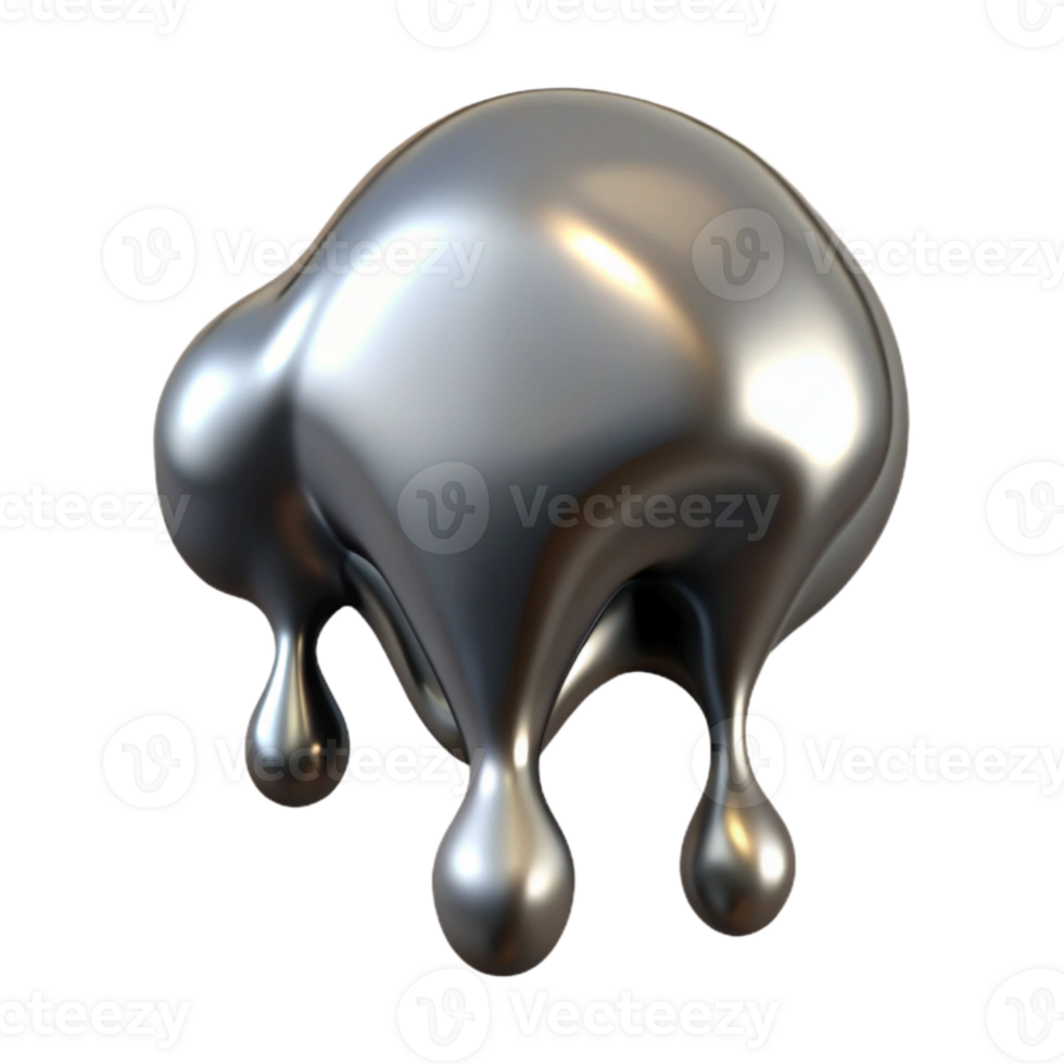 serene creative Metallic Fluid Drip Isolated with Shadow premium png