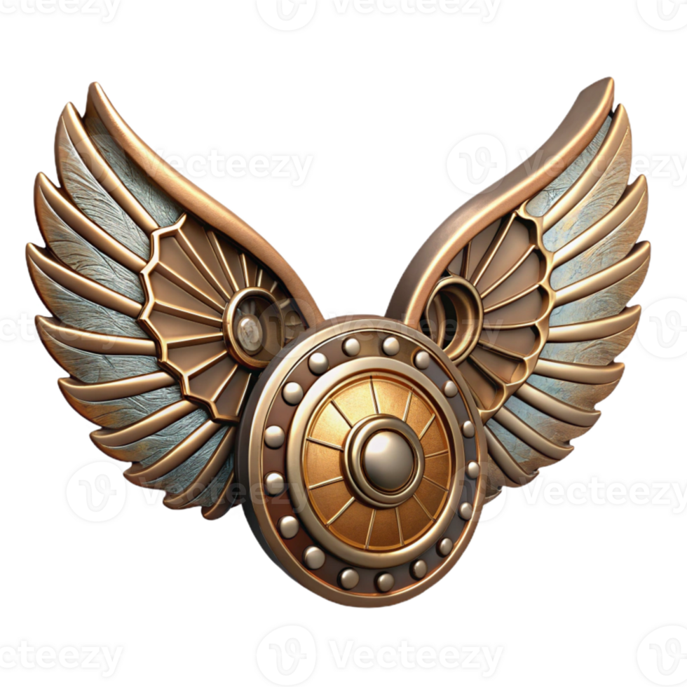 beautiful vintage Metallic Clockwork Wings Transparent Background Isolated exclusive png