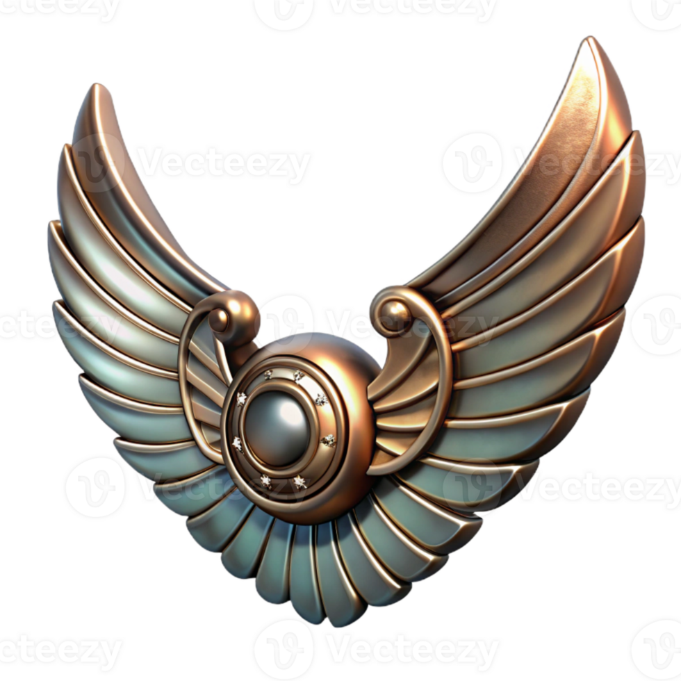 extraordinary traditional Metallic Clockwork Wings Top Angle with Transparent Background genuine png
