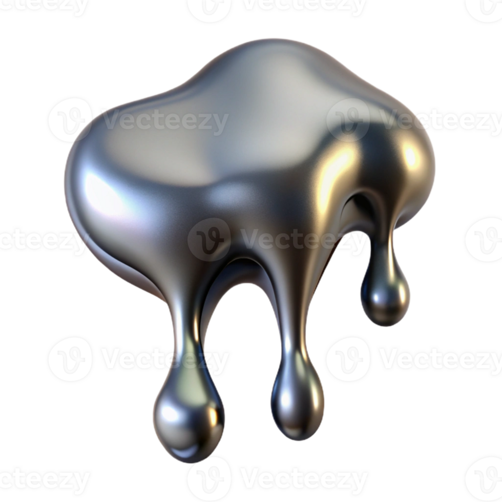 beautiful contemporary Metallic Fluid Drip Isolated with Shadow original png