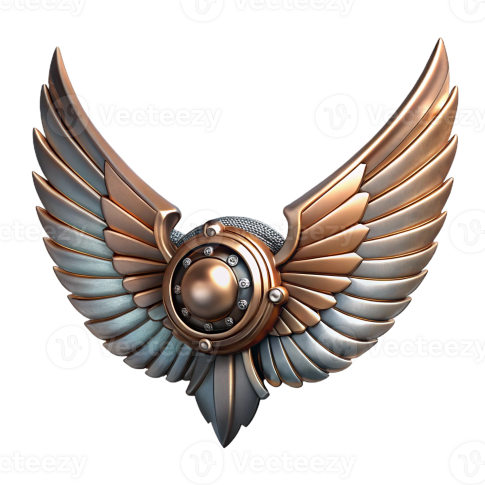 vibrant vintage Metallic Clockwork Wings Top Angle with Transparent Background high resolution png