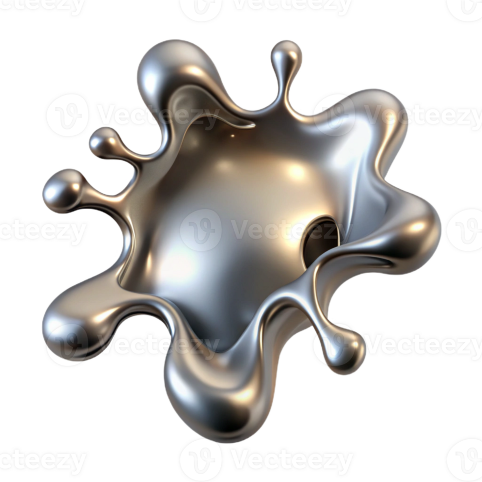 impressive abstract Metallic Fluid Splash Cutout Side View exclusive png