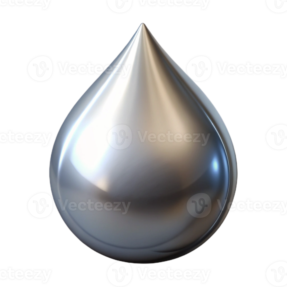 extraordinary modern Metallic Liquid Drop Isolated on Transparent Background high resolution png