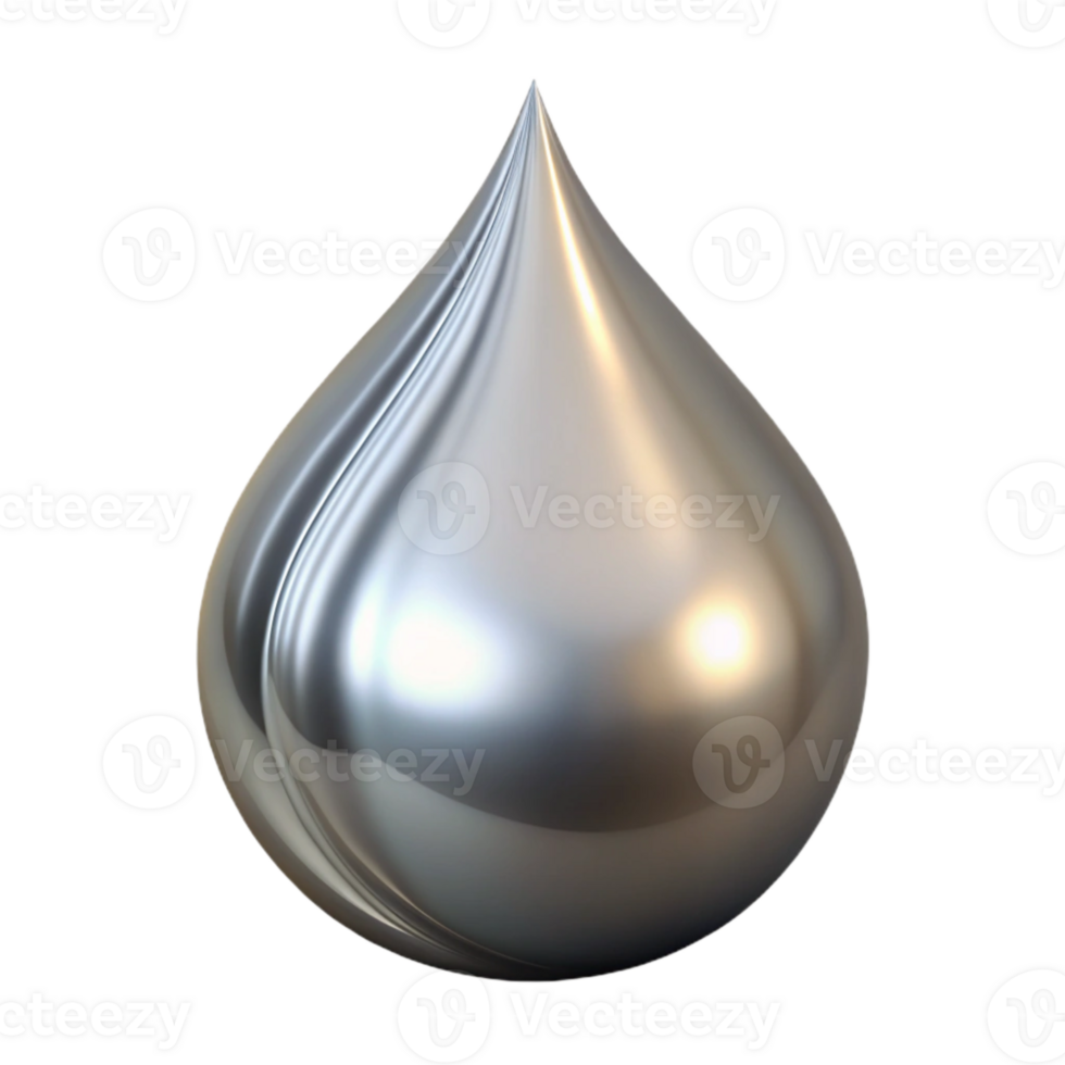 magnificent rustic Metallic Liquid Drop Isolated on Transparent Background high quality png