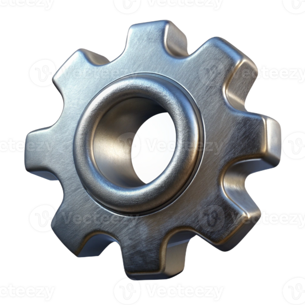 dramatic vintage Metallic Gear Turning Constantly Isolated on Transparent Background png