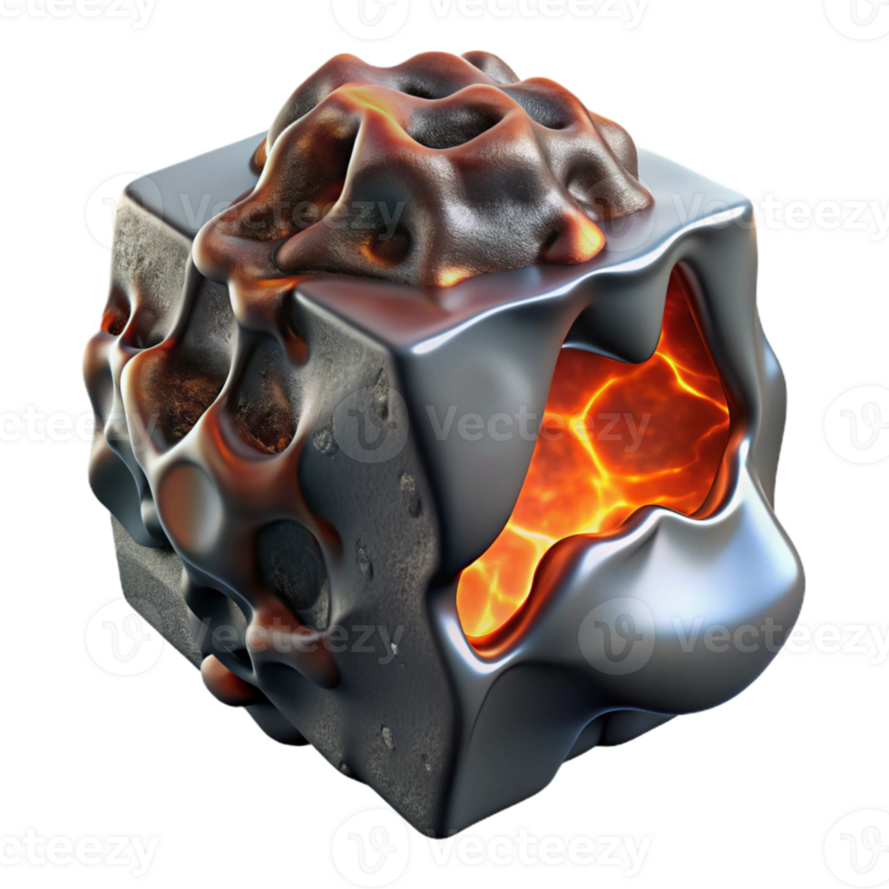 wonderful modern Metallic Lava Consuming Ice Block Cutout Element exclusive png
