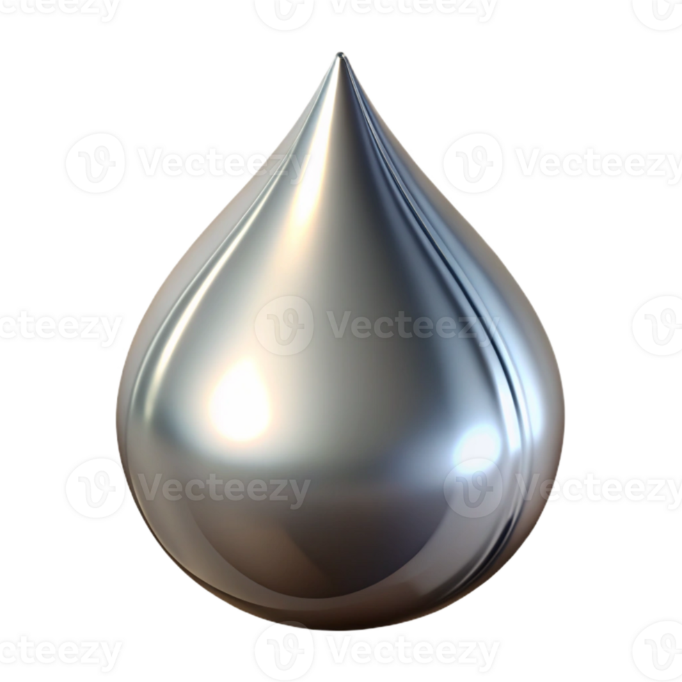 magnificent minimalist Metallic Liquid Drop Isolated on Transparent Background professional png