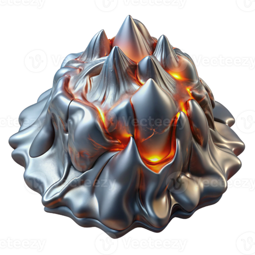 vibrant vintage Metallic Lava Flow on Ice Block Isolated authentic png