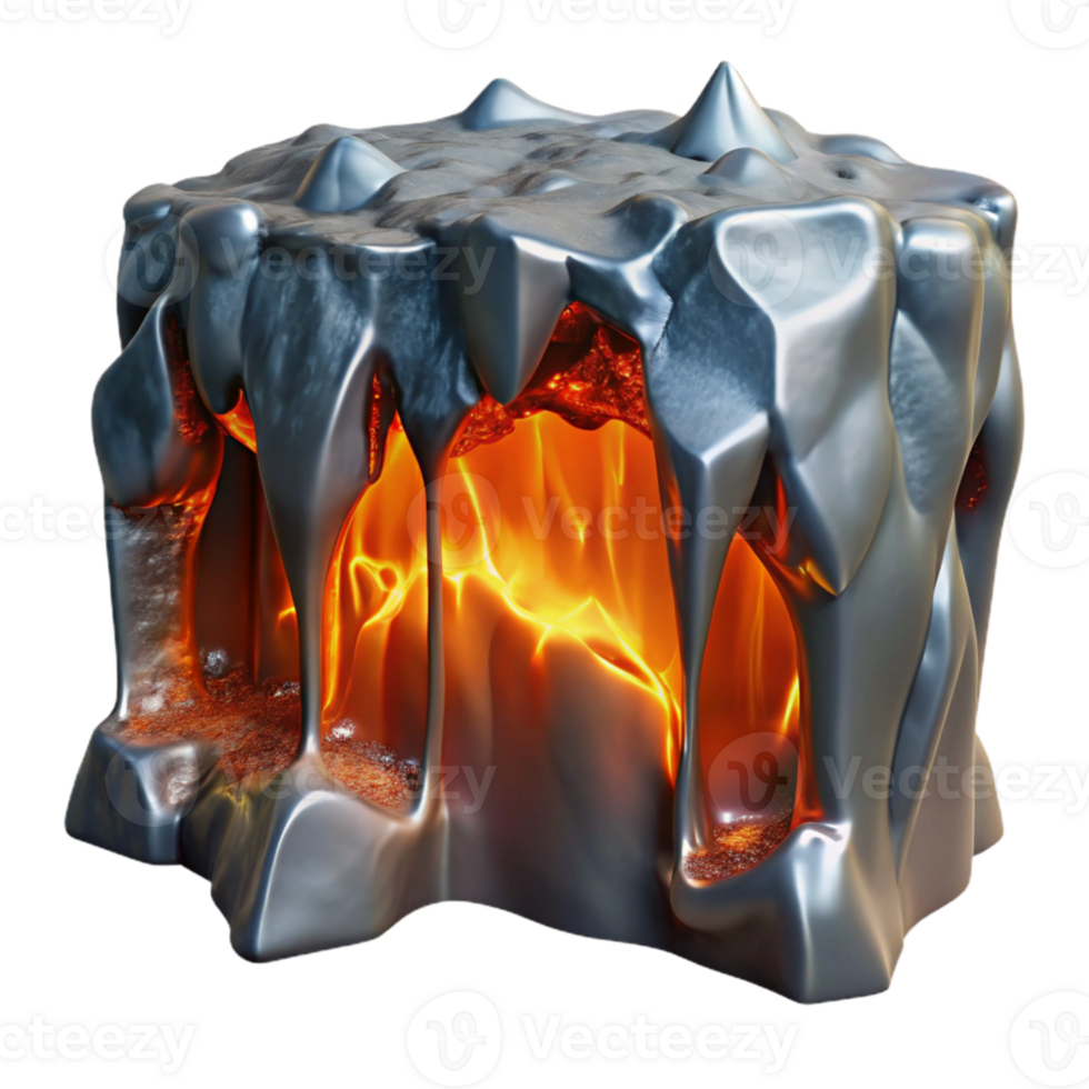 magnificent artistic Metallic Lava Transforming Ice Landscape Transparent png