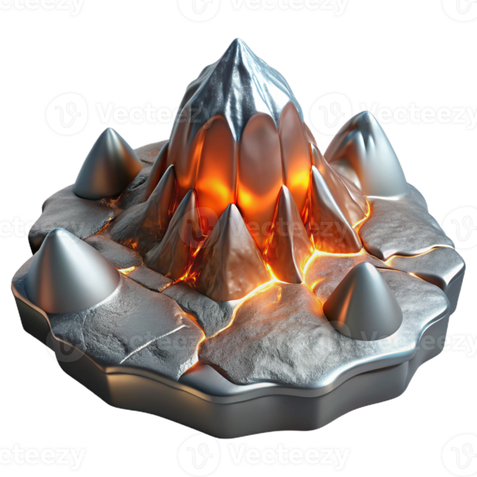 vibrant modern Metallic Lava Transforming Ice Landscape Transparent original png