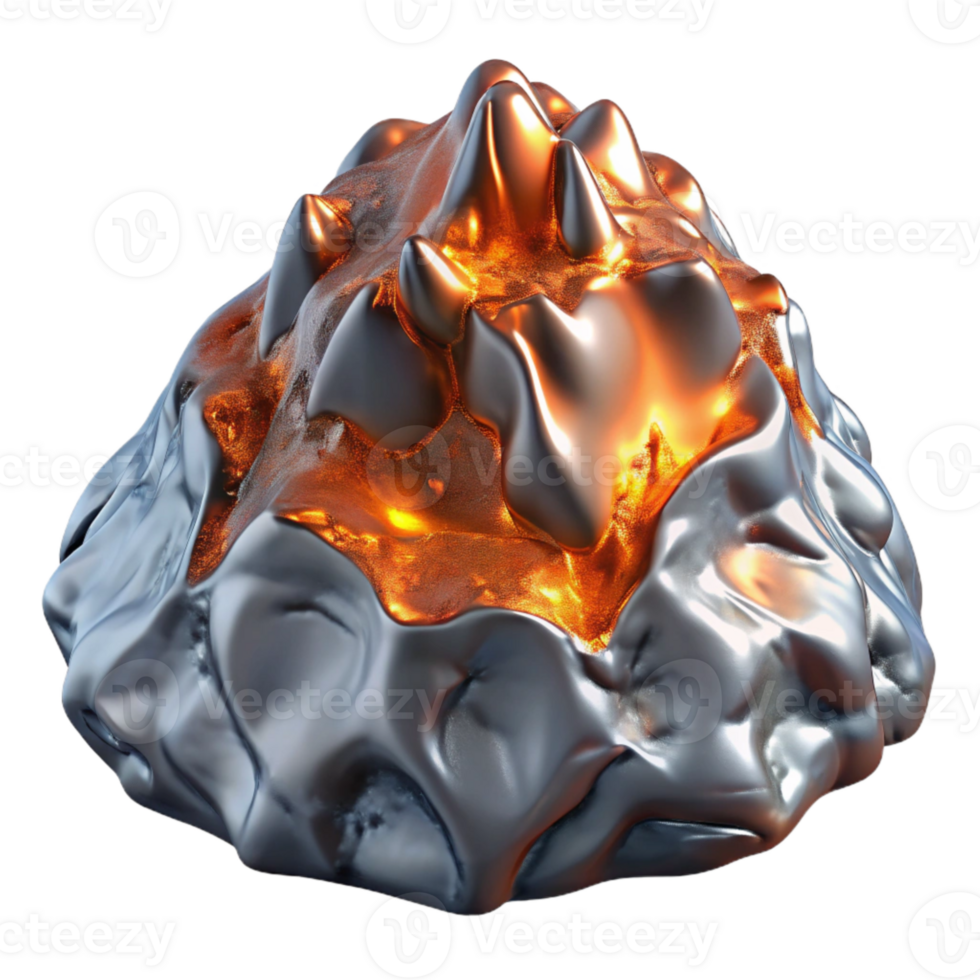 beautiful minimalist Metallic Lava Transforming Ice Landscape Transparent premium png