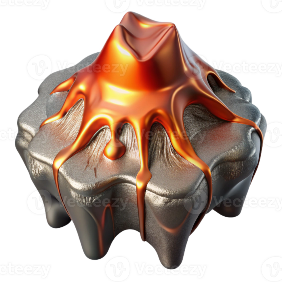 beautiful vintage Metallic Lava Flowing Over Iceberg Cutout Element premium png