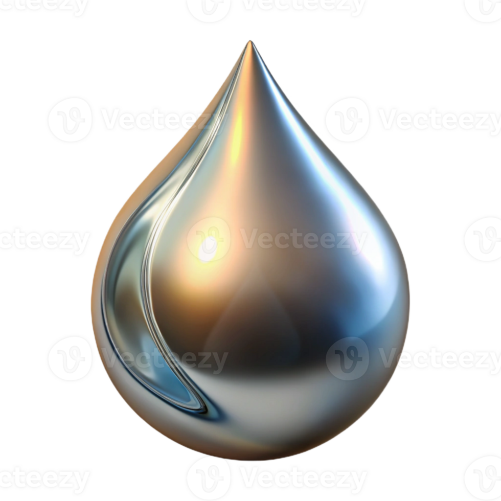 serene rustic Metallic Liquid Drop Isolated on Transparent Background original png