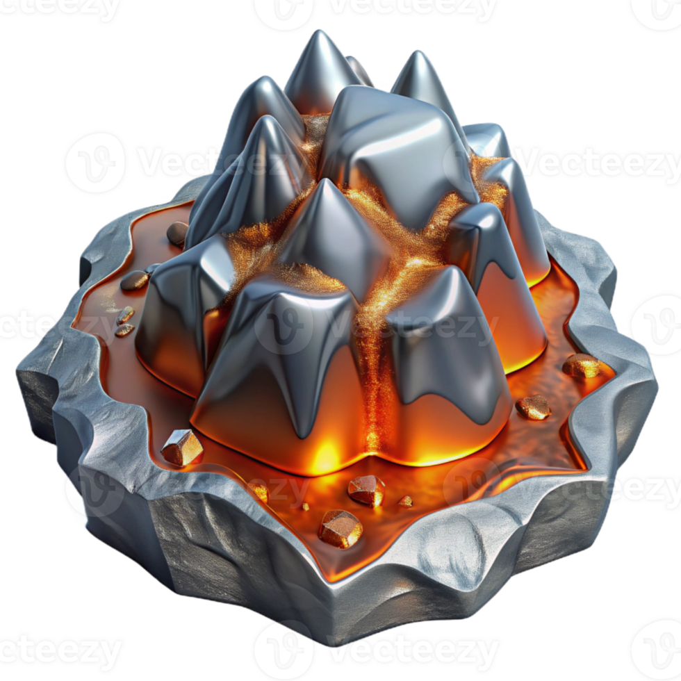 magnificent vintage Metallic Lava Transforming Ice Landscape Transparent original png