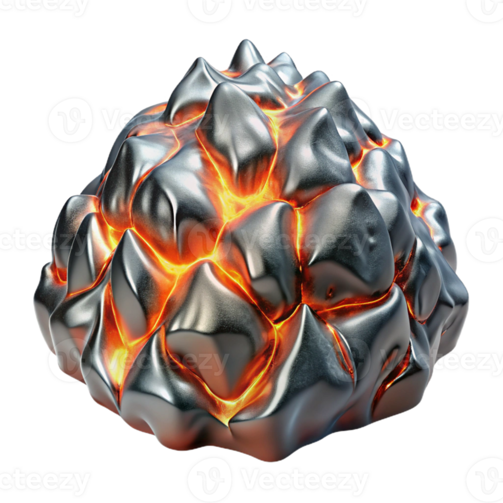 impressive minimalist Metallic Lava Transforming Ice Landscape Transparent original png