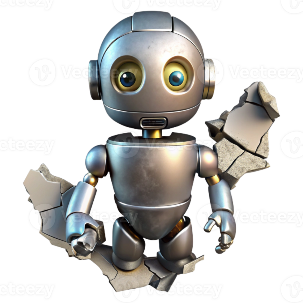 elegant creative Metallic Robot Sprouting From Soil Transparent original png
