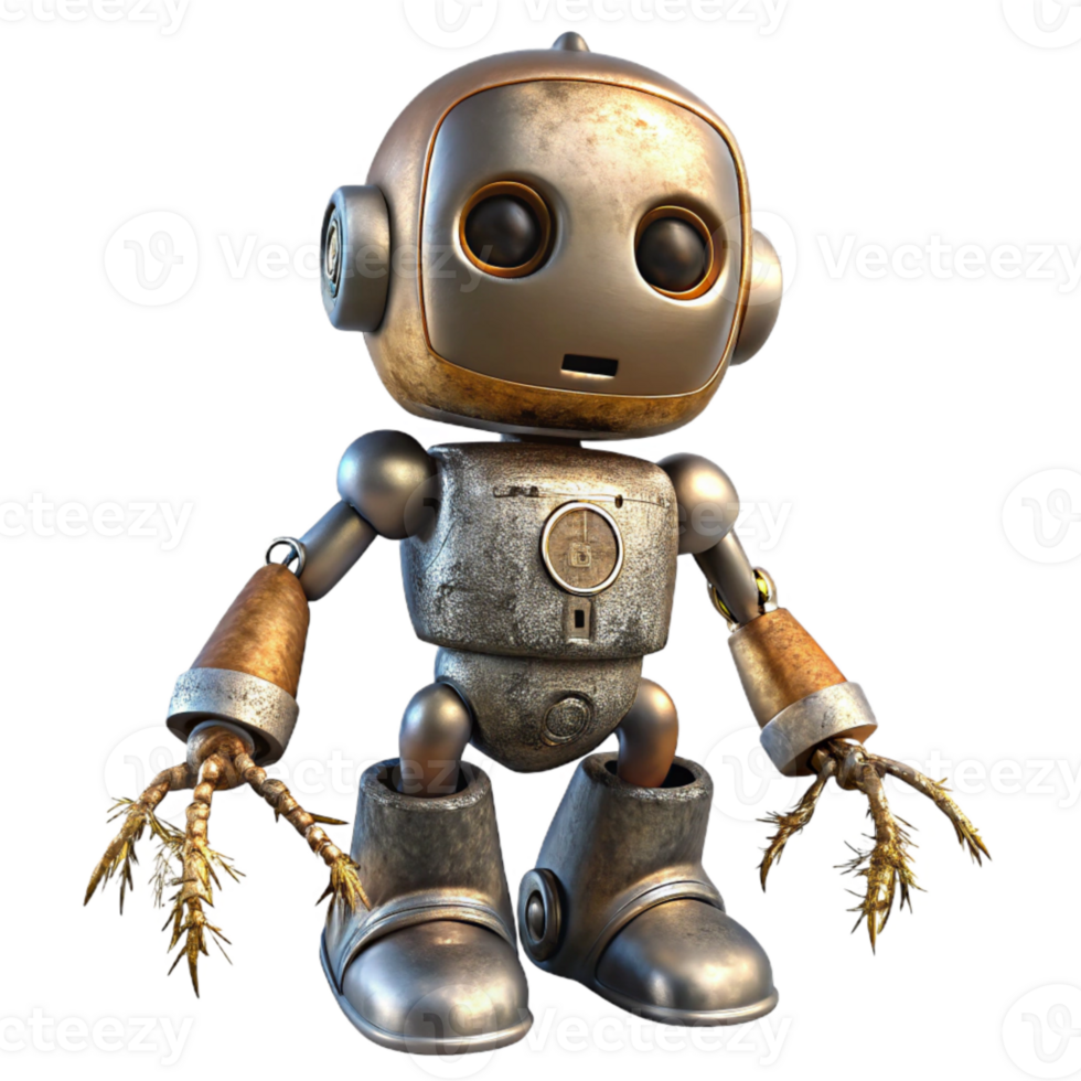 wonderful contemporary Metallic Robot with Emerging Roots Transparent detailed png