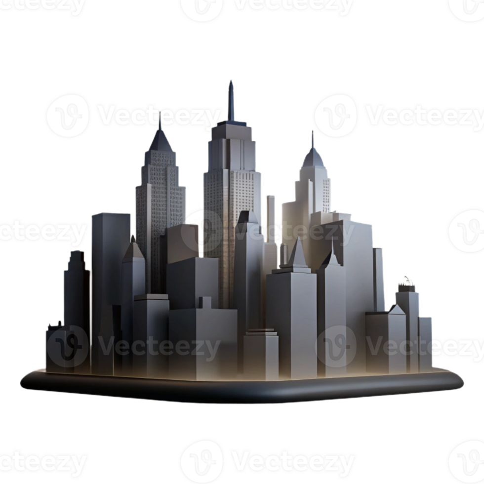 extraordinary abstract Metropolis Silhouette Isolated Dark Skyline on Transparent Background exclusive png