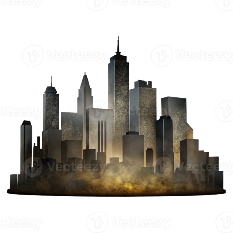 stunning rustic Metropolis Silhouette Isolated Dark Skyline on Transparent Background genuine png