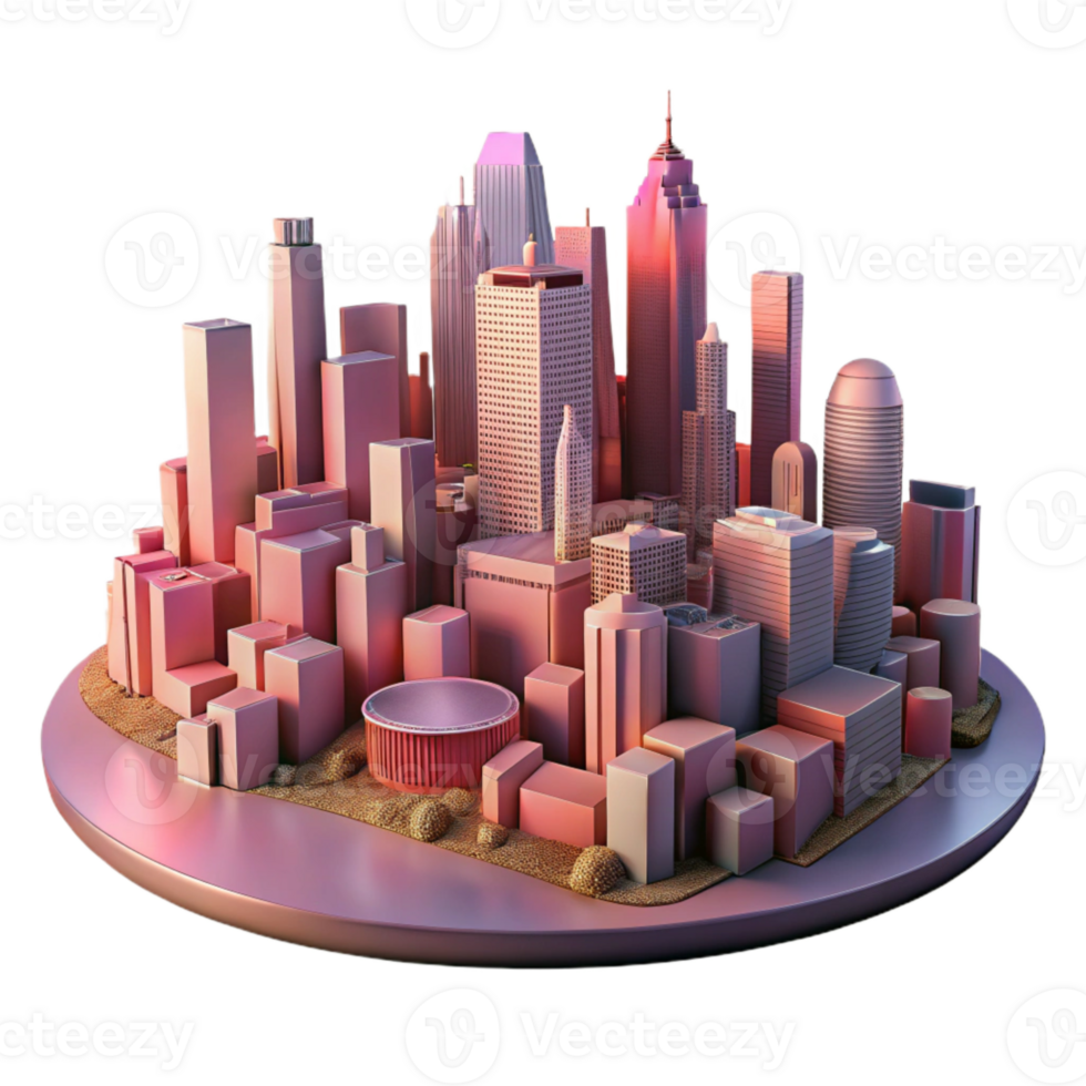 stunning vintage Metropolis at Dusk with Pink Sky Transparent Background exclusive png