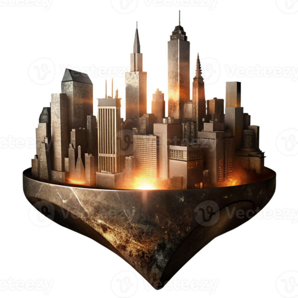 stunning rustic Metropolis Silhouette Isolated Dark Skyline on Transparent Background high quality png