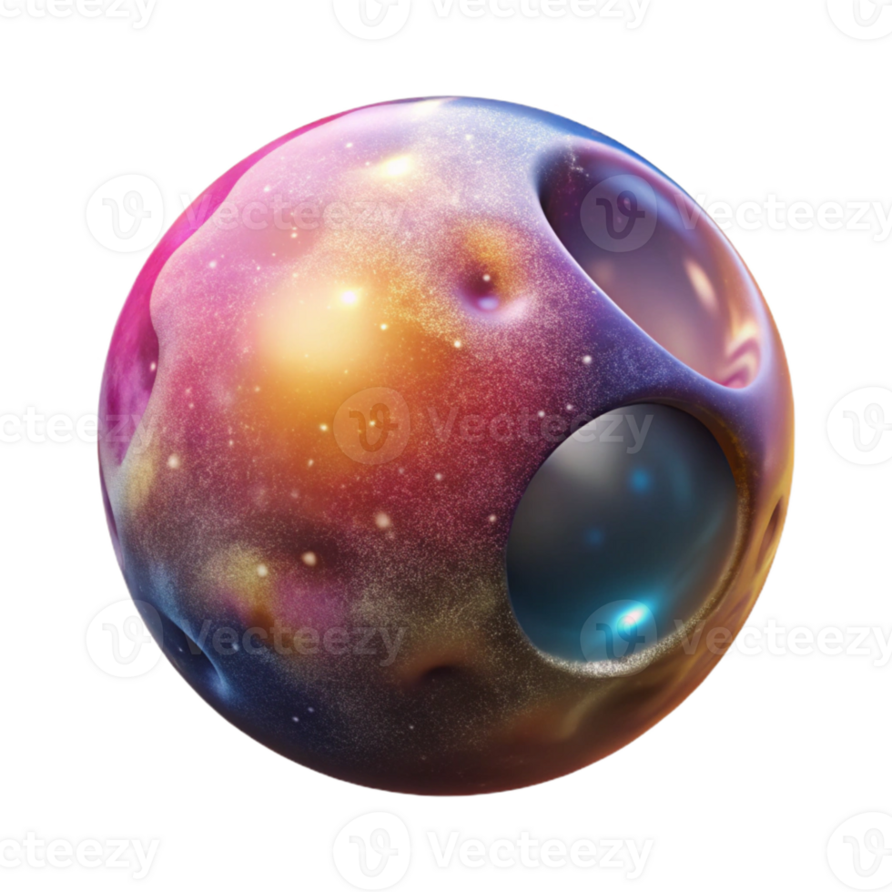 dramatic abstract Micro Universe Bubble with Planets Transparent Background genuine png