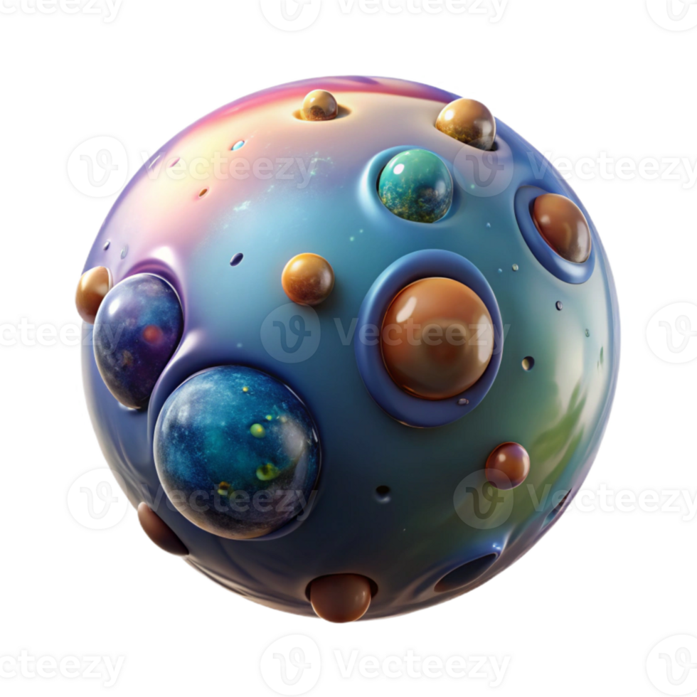 beautiful vintage Micro Universe Bubble with Planets Transparent Background high resolution png