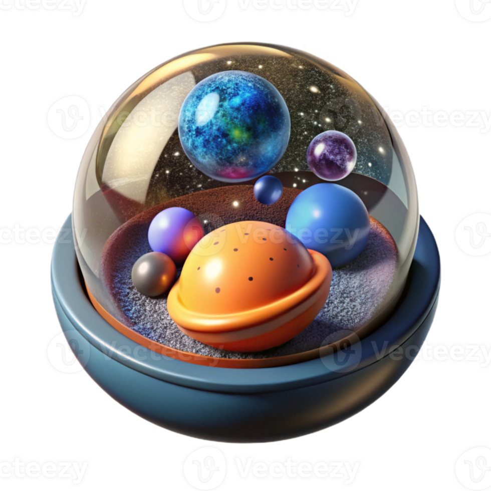 extraordinary creative Micro Universe in a Bubble Cutout Side View high resolution png
