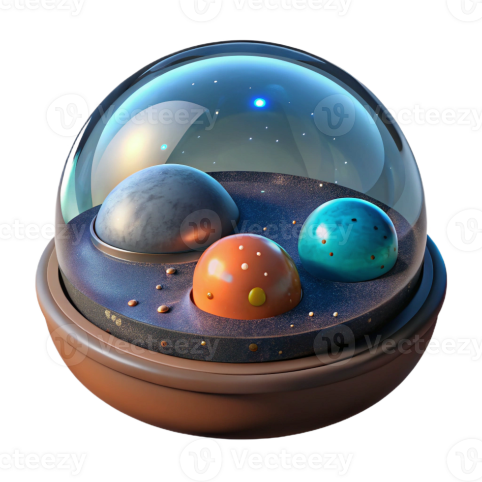 wonderful vintage Micro Universe in a Bubble Cutout Side View authentic png