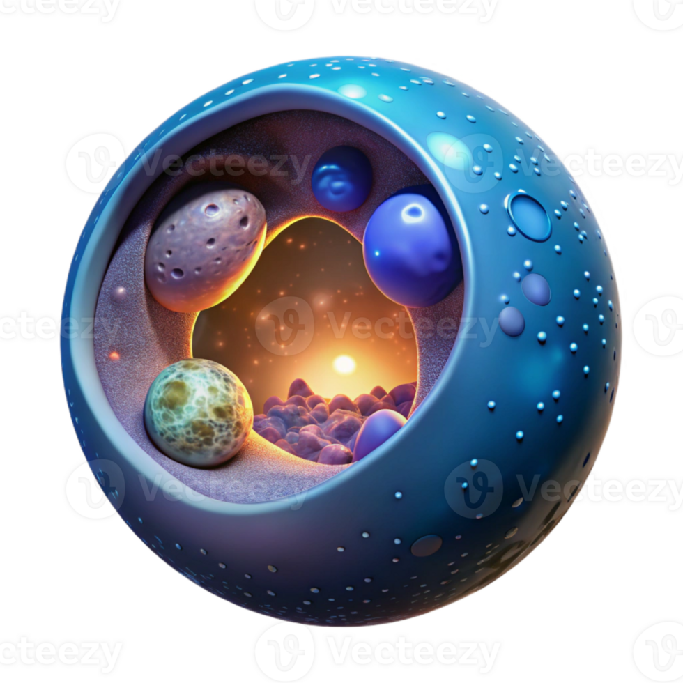 vibrant contemporary Micro Universe in a Bubble Cutout Side View exclusive png