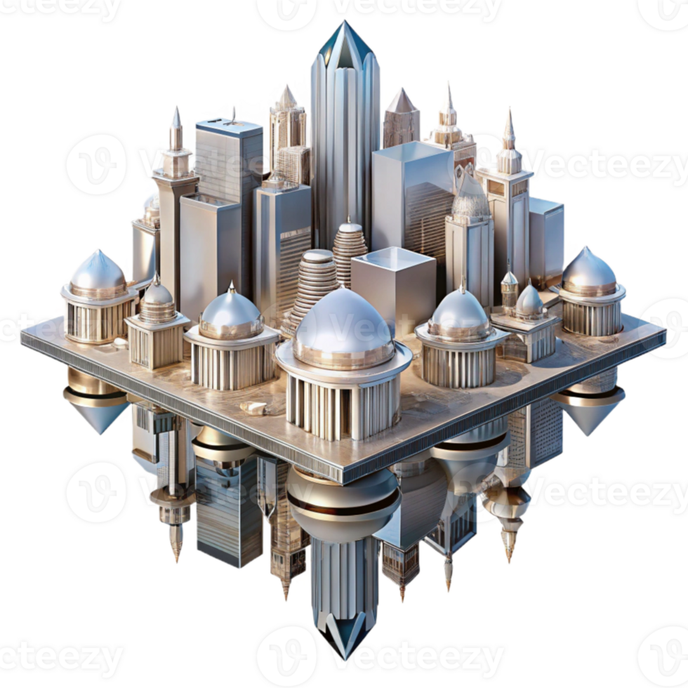 stunning vintage Mirrored City Transparent with Symmetrical Design detailed png