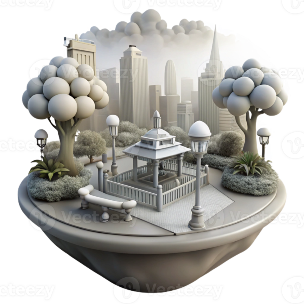 magnificent rustic Misty City Park Cutout Soft Lighting Effect png