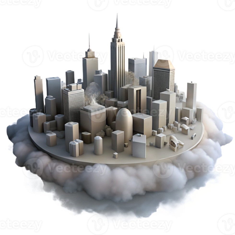 vibrant vintage Misty Metropolis Cutout Soft Blue Lighting Isolated authentic png