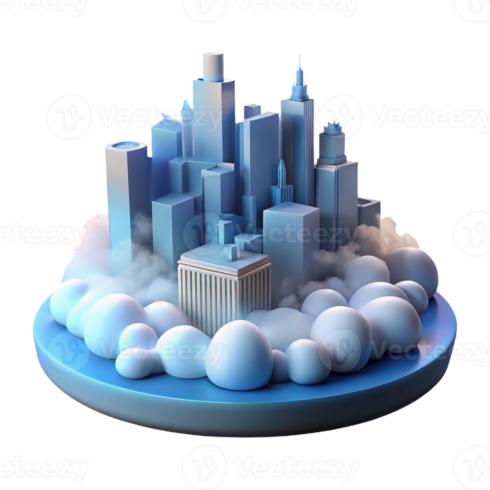 dramatic minimalist Misty Metropolis Cutout Soft Blue Lighting Isolated authentic png