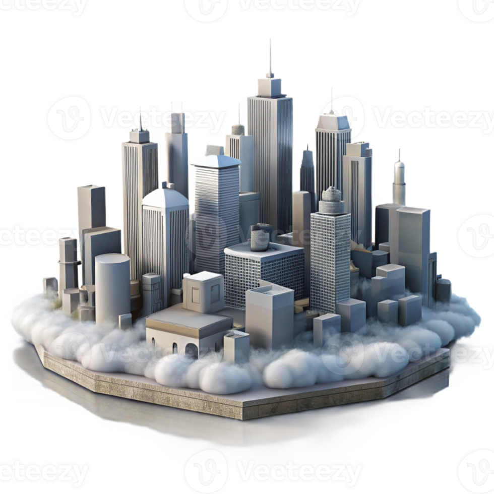 impressive abstract Misty Metropolis Cutout Soft Blue Lighting Isolated original png