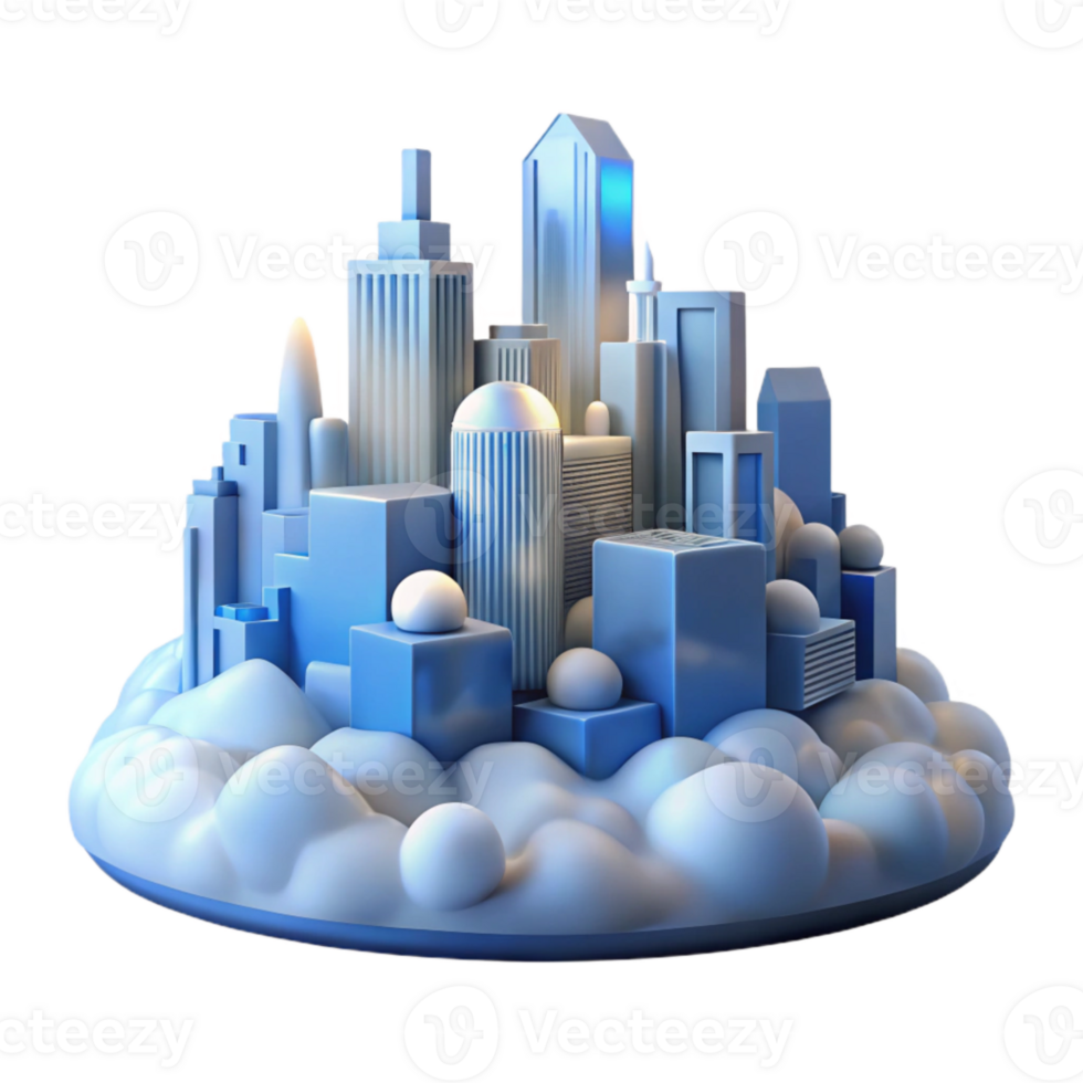 stunning artistic Misty Metropolis Cutout Soft Blue Lighting Isolated authentic png