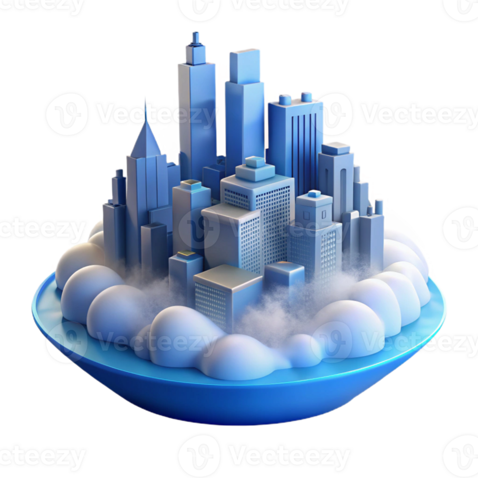 vibrant modern Misty Metropolis Cutout Soft Blue Lighting Isolated high resolution png